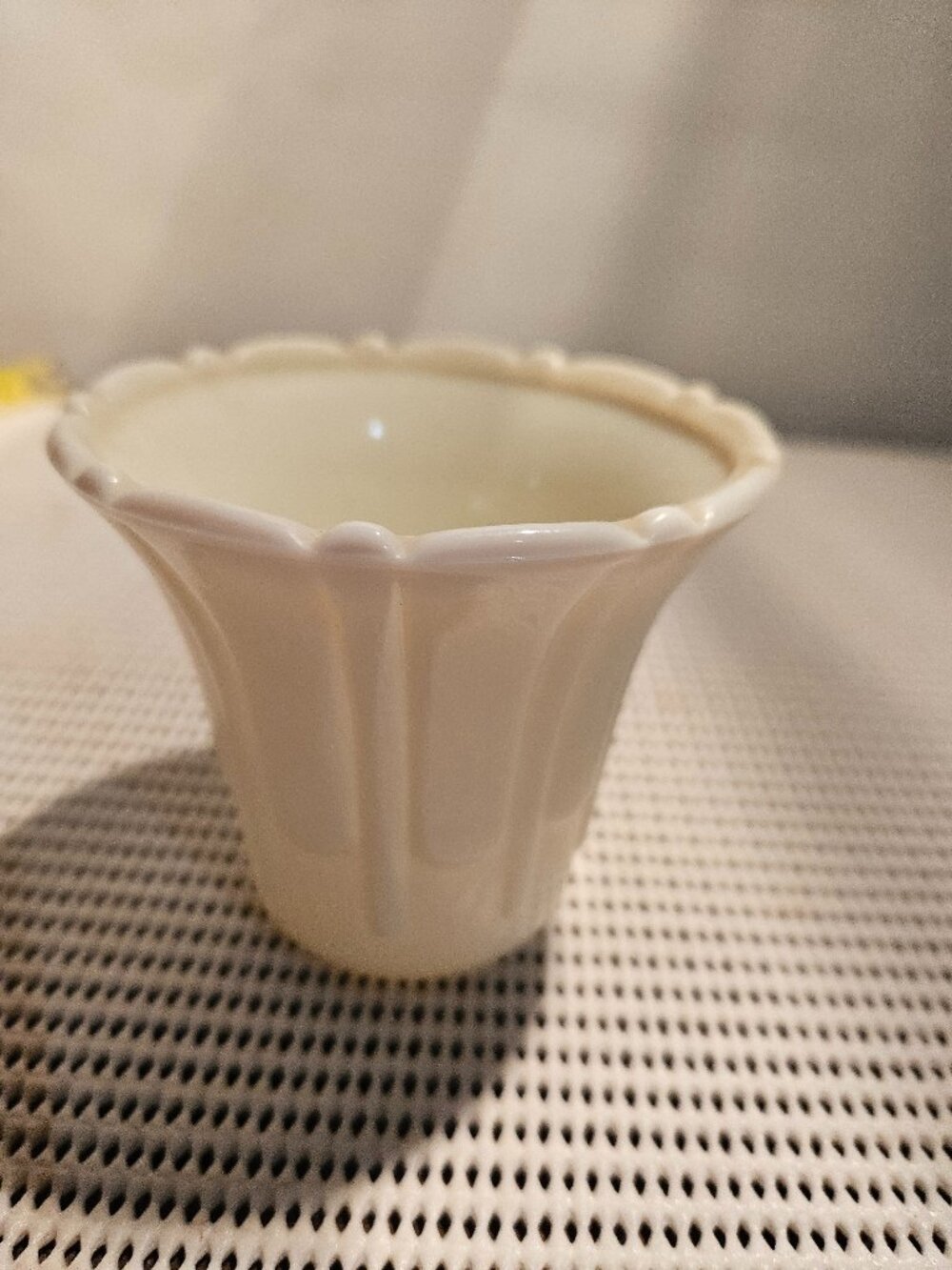 Vintage MCM milk glass ribbed bud vase  G11